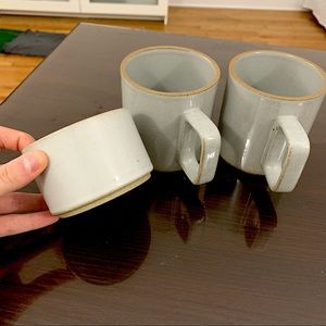 Hasami Porcelain 2 mugs and 1 small bowl gray